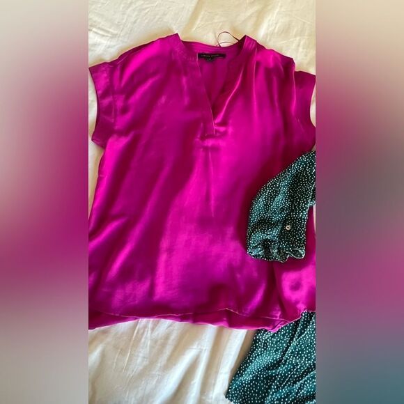 Green  polka dot and sheer Pink Women's Tops - Picture 6 of 7